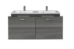 Wastafelmeubel Bobbi 120cm Met Dubbele Wastafel En 2 Lades - Grafiet/grijze Eik -Songmics Winkel 560.2163 2 ae8b