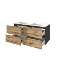 Wastafelmeubel Luna 120cm Met Dubbele Wastafel En 4 Lades - Grafiet/eik 20 Wastafelmeubel Luna 120cm Met Dubbele Wastafel En 4 Lades - Grafiet/eik -Songmics Winkel 560.3183 2 35fa