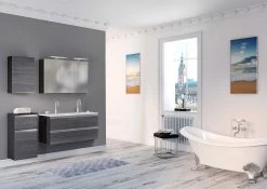 Wastafelmeubel Lotuk 120cm 4 Lades - Grijze Eik -Songmics Winkel 560.3186 3a 77f1