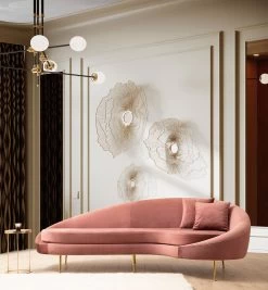 3-zitsbank | Comfortabel En Uniek Ontwerp | Beukenhouten Frame | Roze Polyester Stof