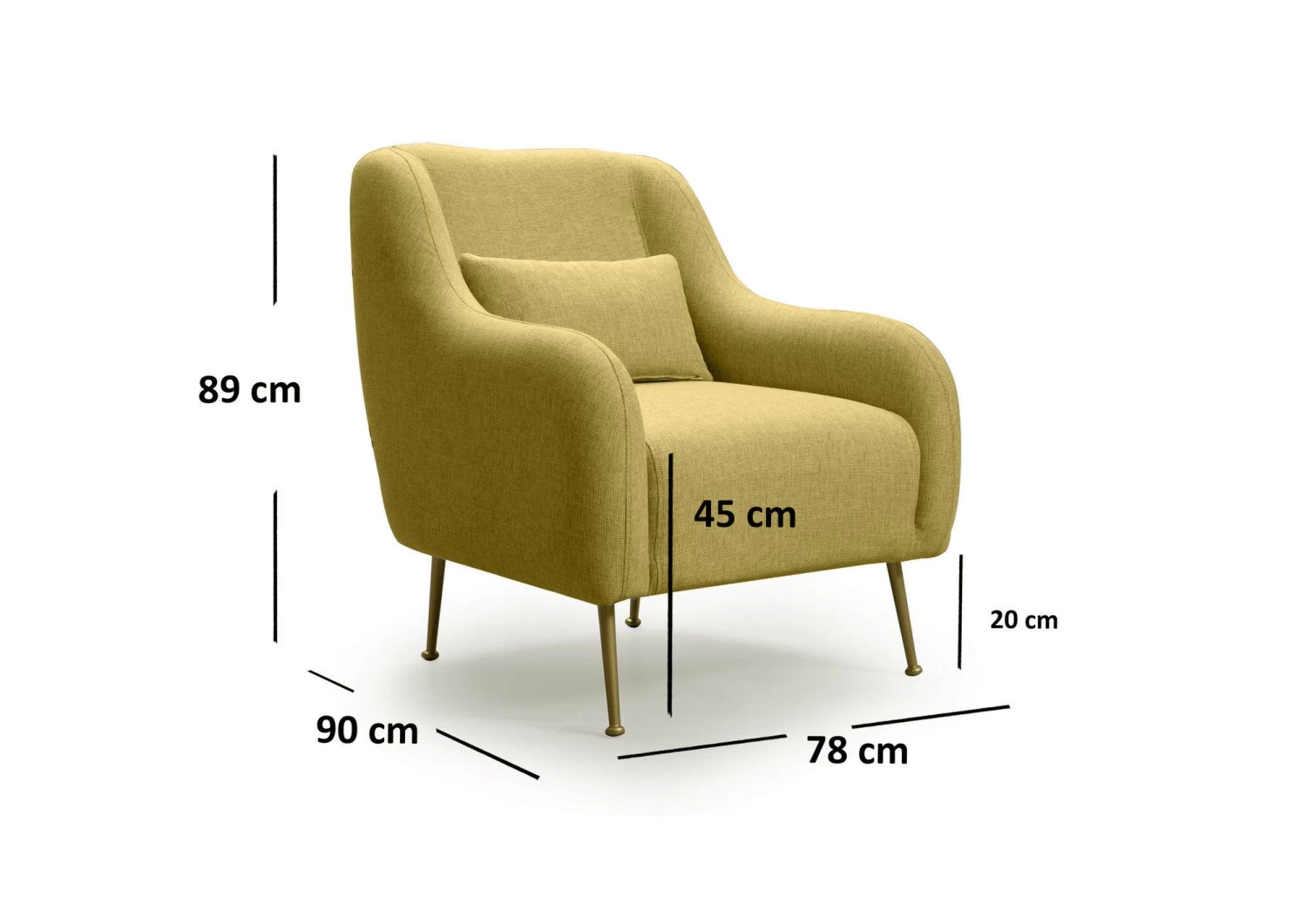 Stijlvolle Wing Chair | Modern Ontwerp | Beukenhouten Frame | Gele Kleur 4 Stijlvolle Wing Chair | Modern Ontwerp | Beukenhouten Frame | Gele Kleur - Afbeelding 2