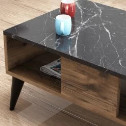 Salontafel Nettie-walnoot/marmer -Songmics Winkel 566BMS2501 5 39cf