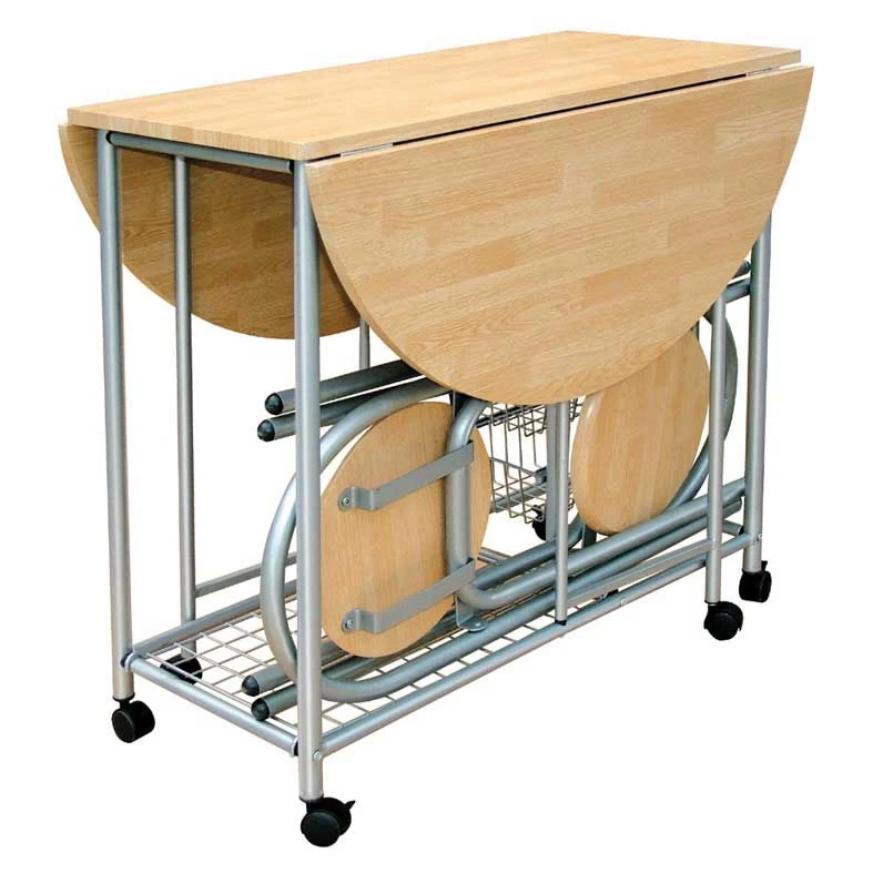 Tafelset Beatrice Op Wielen, 2 Stoelen - Naturel/metaal - Afbeelding 2