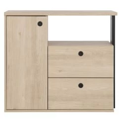 Commode Dean 90cm, 2 Laden & 1 Deur - Kastanjehout Decor -Songmics Winkel 5c8902ea41a16 gtg72160 image 2 1552483050 G72160 01 OK 251a