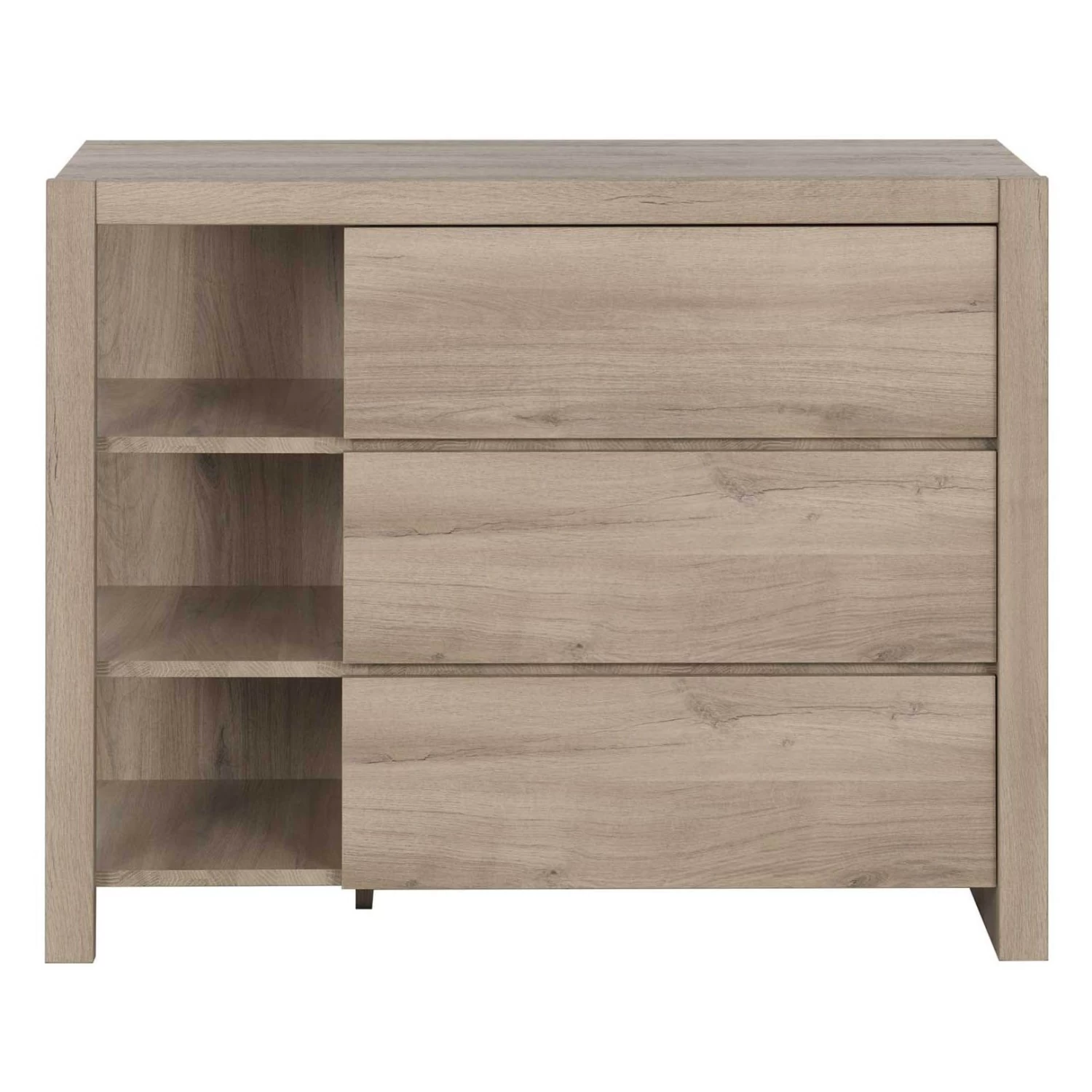 Commode Eliana 3 Lades En 3 Open Vakken - Eik - Afbeelding 6