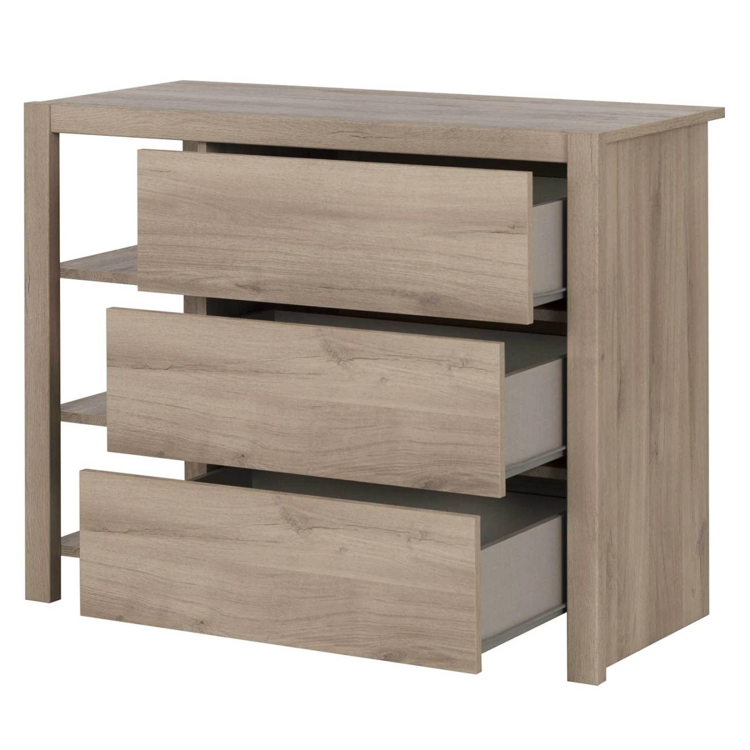 Commode Eliana 3 Lades En 3 Open Vakken - Eik - Afbeelding 4