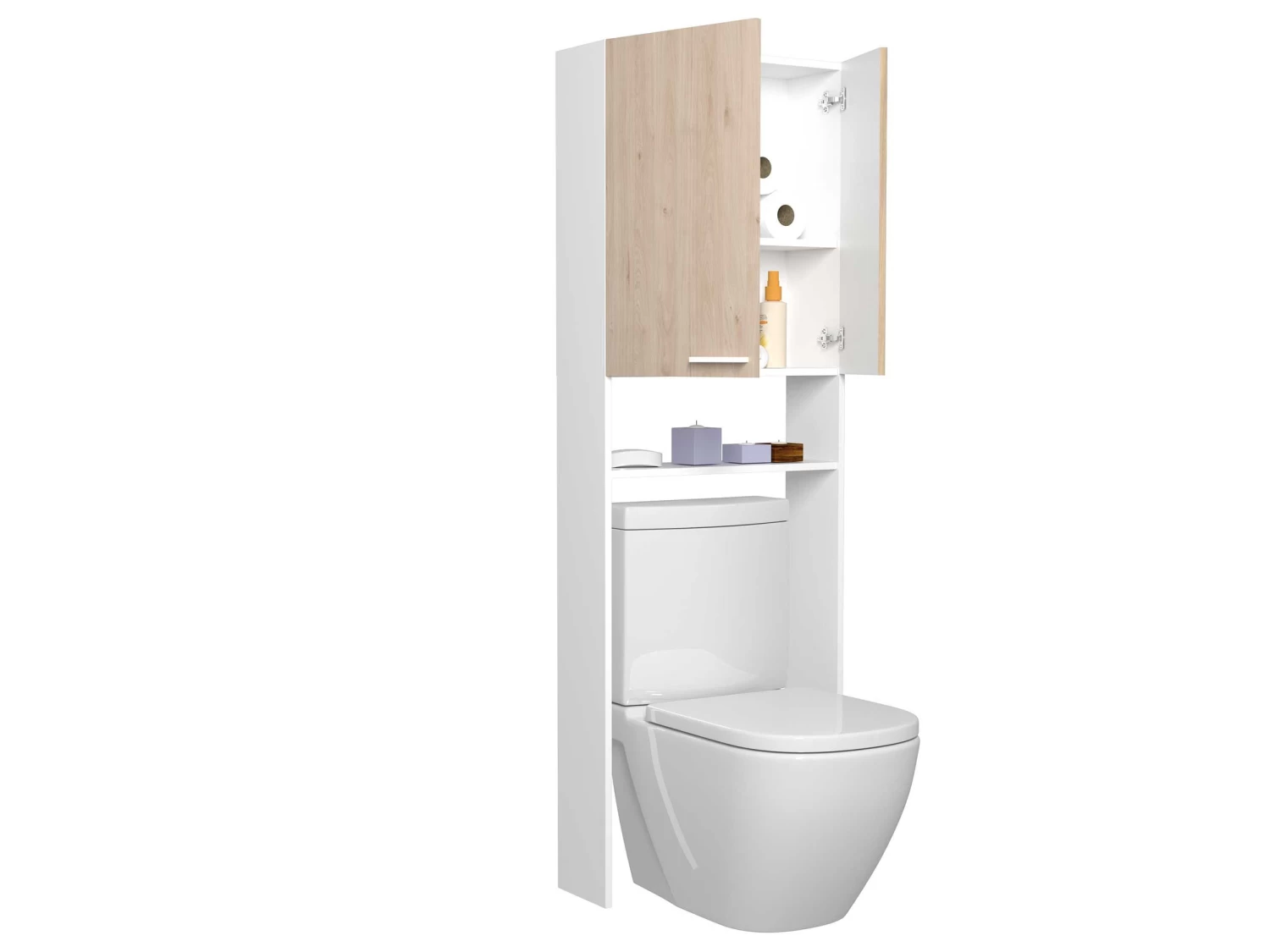 Toilet- & Wasmachinekast Wessel - Eik/wit 6 Toilet- & Wasmachinekast Wessel - Eik/wit - Afbeelding 4