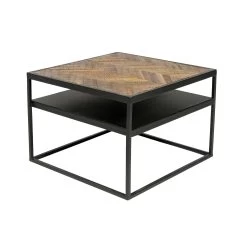Salontafel Morena 60x60cm Visgraatmotief - Bruin/zwart -Songmics Winkel 6064 C840 3 6852