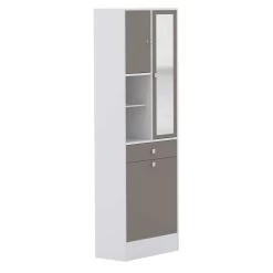 Kolomkast Variety Met Wasmand - Wit/taupe -Songmics Winkel 6083A2191A17 Combi Tall Laundry Cabinet white and taupe 2 8dc5
