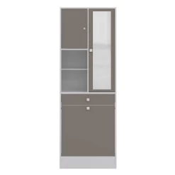 Kolomkast Variety Met Wasmand - Wit/taupe -Songmics Winkel 6083A2191A17 Combi Tall Laundry Cabinet white and taupe 3 f8f8