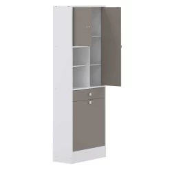 Kolomkast Variety Met Wasmand - Wit/taupe -Songmics Winkel 6083A2191A17 Combi Tall Laundry Cabinet white and taupe 4 41ed