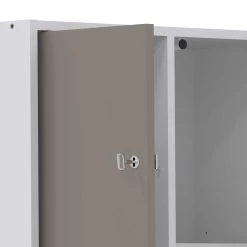 Kolomkast Variety Met Wasmand - Wit/taupe -Songmics Winkel 6083A2191A17 Combi Tall Laundry Cabinet white and taupe 7 abed