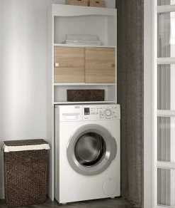 Kast Voor Wasmachine/toilet Splash - Wit/eik