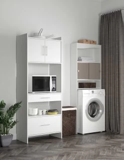 Wasmachinekast Willa - Wit/taupe -Songmics Winkel 6090A2191A17 Wave white and taupe 9 1e9d