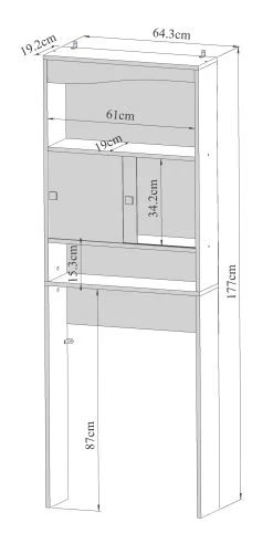 Wasmachinekast Surf - Wit/taupe -Songmics Winkel 6091A7321M17 Surf 7 90ef