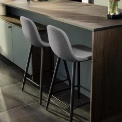 Stoffen Barstoel Wilhelm, H:65cm - Lichtgrijs/zwart -Songmics Winkel 60C2214C 9785 4151 A7A0 923644A582D7 67ff