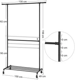 Songmics CHIC INDUSTRIAL KLEDINGREK Op Wielen - 110 Kg Belasting -Songmics Winkel 61VH5dYKzoL. AC SL1500 a394