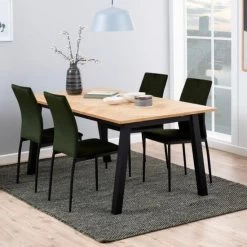 Eettafel Brian 180cm Rechthoekig Visgraat - Eiken Decor/zwart