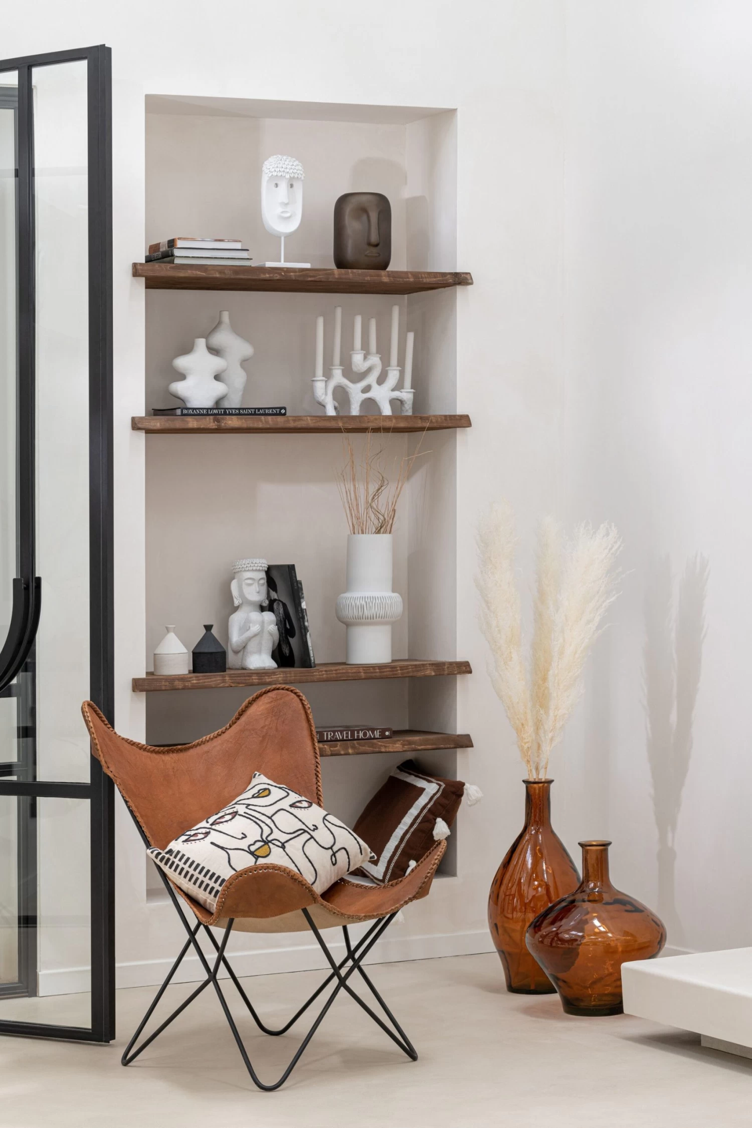 Lounge Stoel Leder/metaal Cognac 6 Lounge Stoel Leder/metaal Cognac - Afbeelding 4