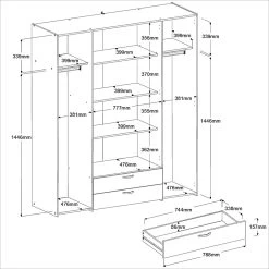 Opbergkast Salvador 4 Deuren & 2 Laden - Wit -Songmics Winkel 6510 6511 a4pt picto mm 2 baa1
