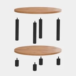 Dora Salontafel - 100% Melamine Gecoat, 25mm Dikte, Hornbeam Poten, 70cm Diameter, Black Atlantic Pine -Songmics Winkel 688DRA1307 20 203 bed7