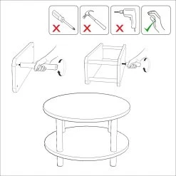 Dora Salontafel - 100% Melamine Gecoat, 25mm Dikte, Hornbeam Poten, 70cm Diameter, Black Atlantic Pine -Songmics Winkel 688DRA1307 20 204 b019