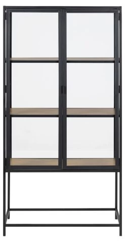 Vitrinekast Dover 77cm, 2 Deuren - Zwart/wilde Eik -Songmics Winkel 69766F47 6049 4BFD BE46 5F6618CE3E6C 290a