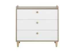 Commode Maron 3 Lades - Wit/eik -Songmics Winkel 6 NOAM CP2F MP2F 06 1P2F160 01 8957