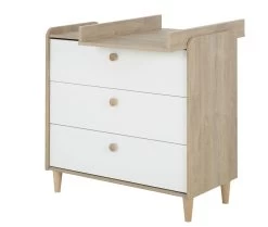 Commode Maron 3 Lades - Wit/eik -Songmics Winkel 6 NOAM CP2F MP2F 06 1P2F160 06 7396