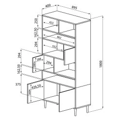 Boekenkast Horizon Groot - Eik/wit -Songmics Winkel 7150X0303A01 Bookcase natural oak and white 12 e428