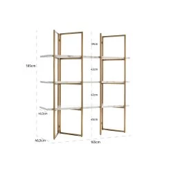 RICHMOND Wandkast Lagrange 165cm 3 Legplanken - Goud/wit -Songmics Winkel 7257 6 230f