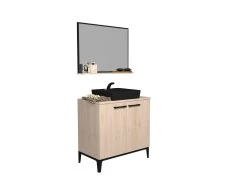 Badkamerkast Dotan Met 2 Deuren & Spiegel - Eik 19 Badkamerkast Dotan Met 2 Deuren & Spiegel - Eik -Songmics Winkel 726628 CD 9614