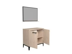 Badkamerkast Dotan Met 2 Deuren & Spiegel - Eik 22 Badkamerkast Dotan Met 2 Deuren & Spiegel - Eik -Songmics Winkel 726628 CO dfe3