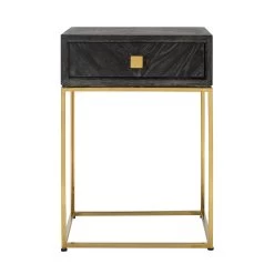 RICHMOND Nachtkastje Bony 50cm 1 Lade Visgraatmotief - Zwart/goud -Songmics Winkel 7443 5 cee9