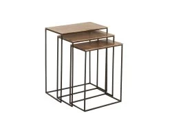 Set Van Drie Bijzettafel Rechthoek Aluminium Roest -Songmics Winkel 7590 2 5cf0