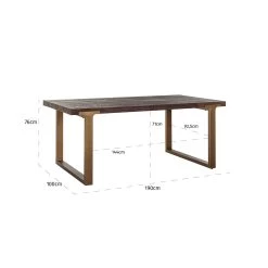 RICHMOND Eettafel Cromford 190x100 - Bruin/goud -Songmics Winkel 7633 6 bd36