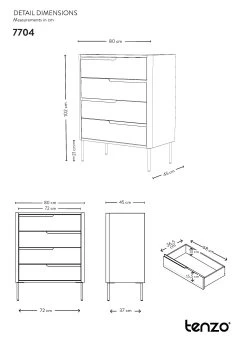 Ladekast Switch 102 Cm 4 Lades - Antraciet -Songmics Winkel 7704 DETAIL DIMENSION 92a9