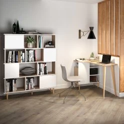 Boekenkast Nosk | 119,6 X 40 X 147 Cm | Wit -Songmics Winkel 7770X8021A00 Iconic Bookcase natural oak and white 10 7892