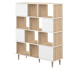 Boekenkast Nosk | 119,6 X 40 X 147 Cm | Wit -Songmics Winkel 7770X8021A00 Iconic Bookcase natural oak and white 1 80f8