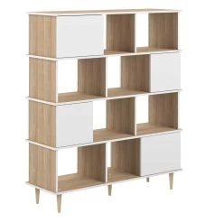 Boekenkast Nosk | 119,6 X 40 X 147 Cm | Wit -Songmics Winkel 7770X8021A00 Iconic Bookcase natural oak and white 3 2caf