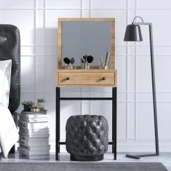 Mary Make-up Tafel | Melamine Coating | Metalen Poten | Eiken Zwart -Songmics Winkel 793ELG4102 20 202 c353