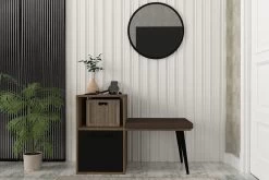 Tera Home Commode | 100% Melaminegecoat Met 18mm Dikte | Inclusief Spiegel | Kleur: Notelaarzwart