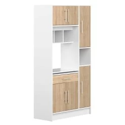 Keukenkast Liana Voor Magnetron - Wit/eik -Songmics Winkel 8070X2134A80 Louise white and natural oak 2 9f19