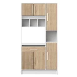 Keukenkast Liana Voor Magnetron - Wit/eik -Songmics Winkel 8070X2134A80 Louise white and natural oak 3 8a51