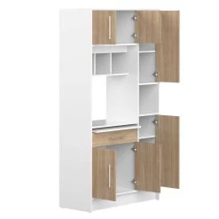Keukenkast Liana Voor Magnetron - Wit/eik -Songmics Winkel 8070X2134A80 Louise white and natural oak 4 9af0