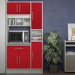 Keukenkast Liana Voor Magnetron - Wit/rood