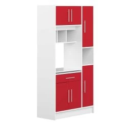Keukenkast Liana Voor Magnetron - Wit/rood -Songmics Winkel 8070X2179A80 Louise white and red 2 b1b3