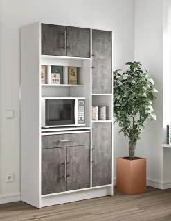 Keukenkast Liana Voor Magnetron - Wit/beton -Songmics Winkel 8070X2198A80 Louise white and concrete 1 ad5b