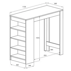 Bartafel Aravis 115x50 Met Opbergruimte - Eik -Songmics Winkel 8080A3434X00 Aravis natural oak 8 6346