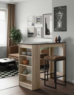 Bartafel Aravis 115x50 Met Opbergruimte - Eik/zwart -Songmics Winkel 8080A3476X00 Aravis natural oak and black 1 1730